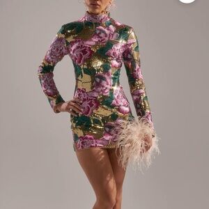 Akira - Floral Sequin Mini Dress 🩷💛💚